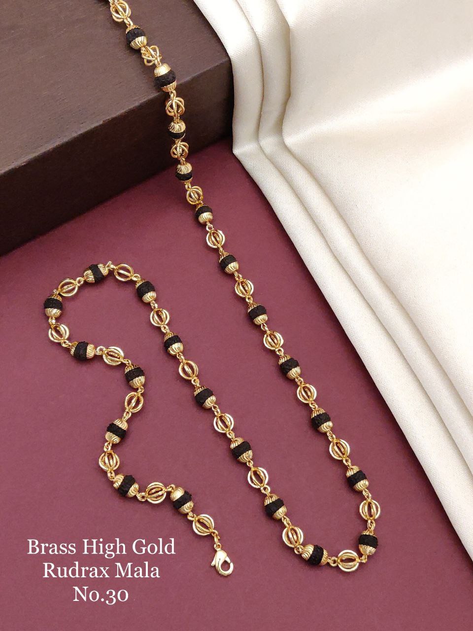 Howdy Gold Plated Rudraksha Mala - Main Image