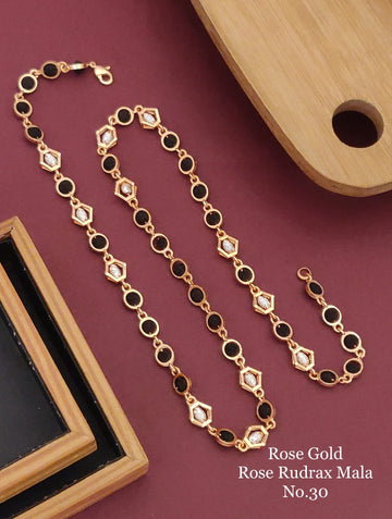 Rajwadi Fancy Design Gold Plated Rudraksha Mala