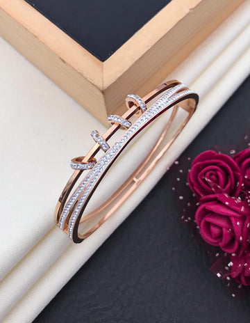JOVi Exclusive Design with Diamond Golden Color Kada Bracelet