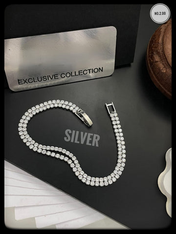 GRACIE DOUBLE LINE DIMAND SILVER PLATED BRACELET