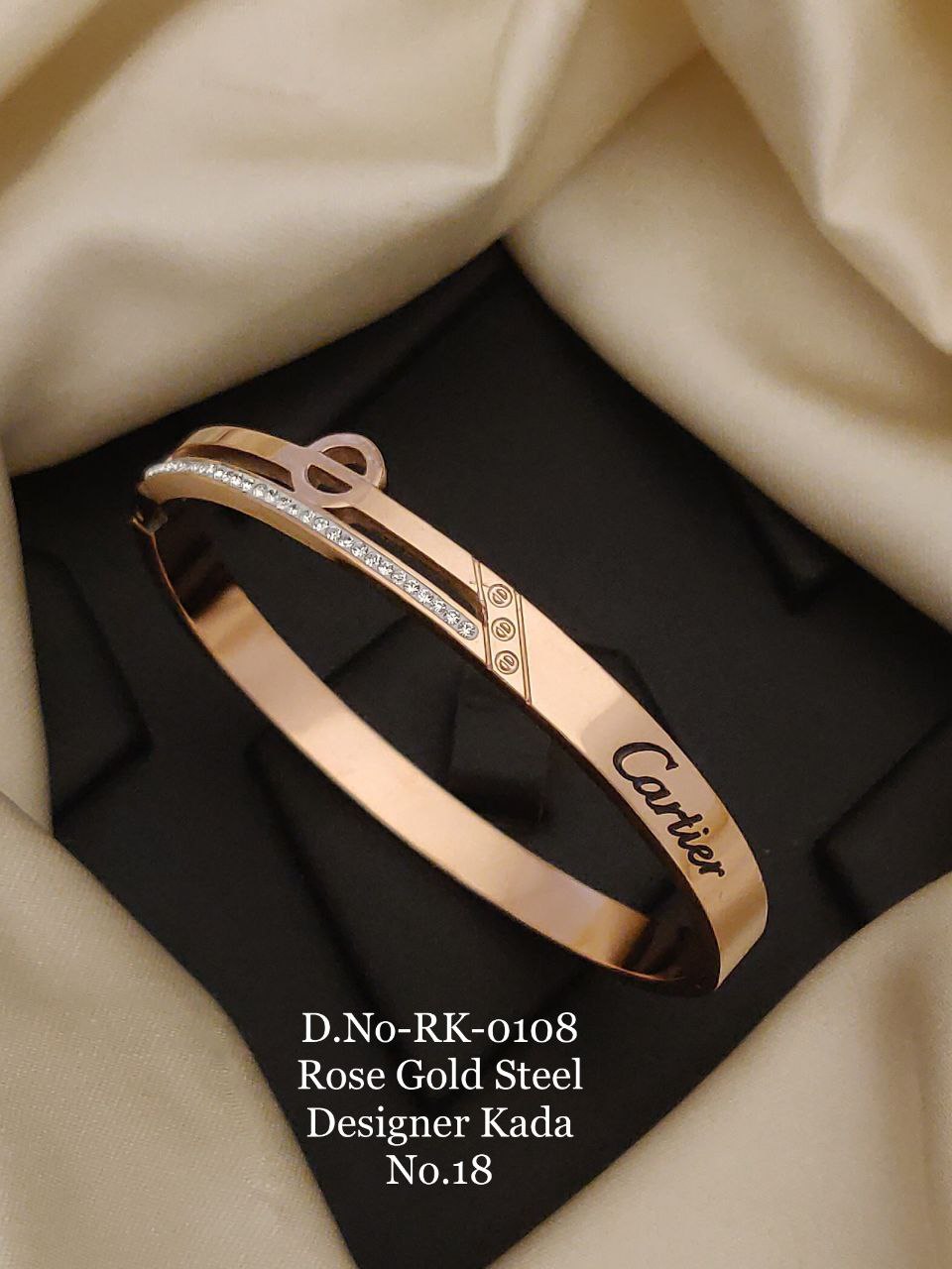 Artisanal Design with Diamond Golden Color Kada Bracelet