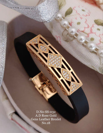 Decorative Style Diamond Gold Plated Unisex Silicone Bracelet