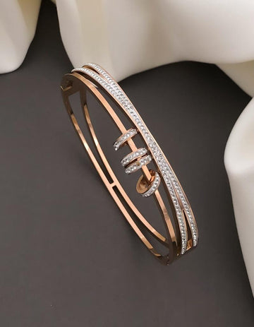 JOVi Exclusive Design with Diamond Golden Color Kada Bracelet
