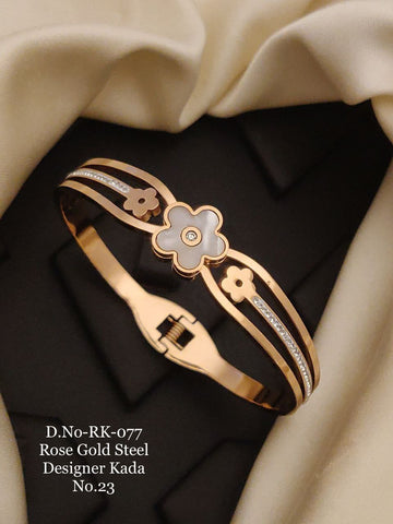 Charming Design with Diamond Gold Plated Kada Bracelet