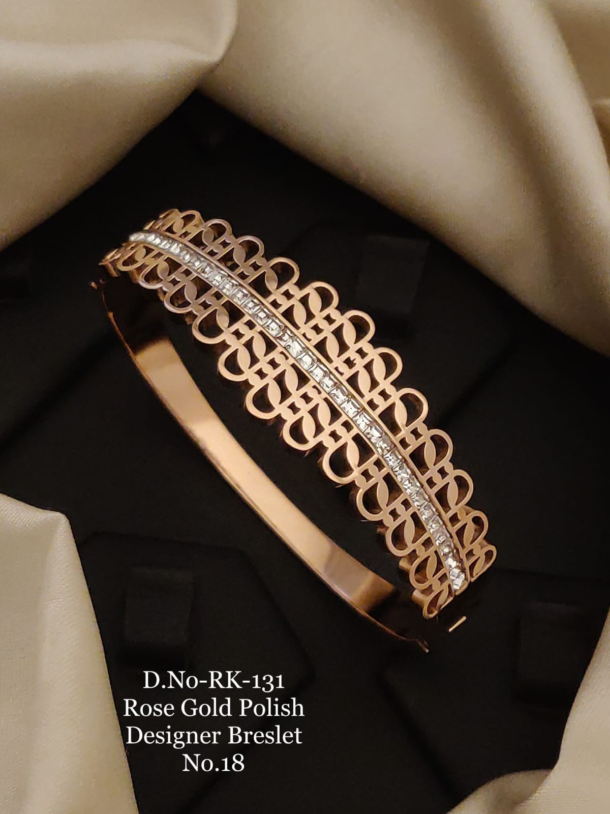 Artisanal Design with Diamond Golden Color Kada Bracelet