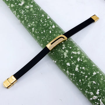 Hack Dimond With Gold Plated Unisex Silicone Bracelet