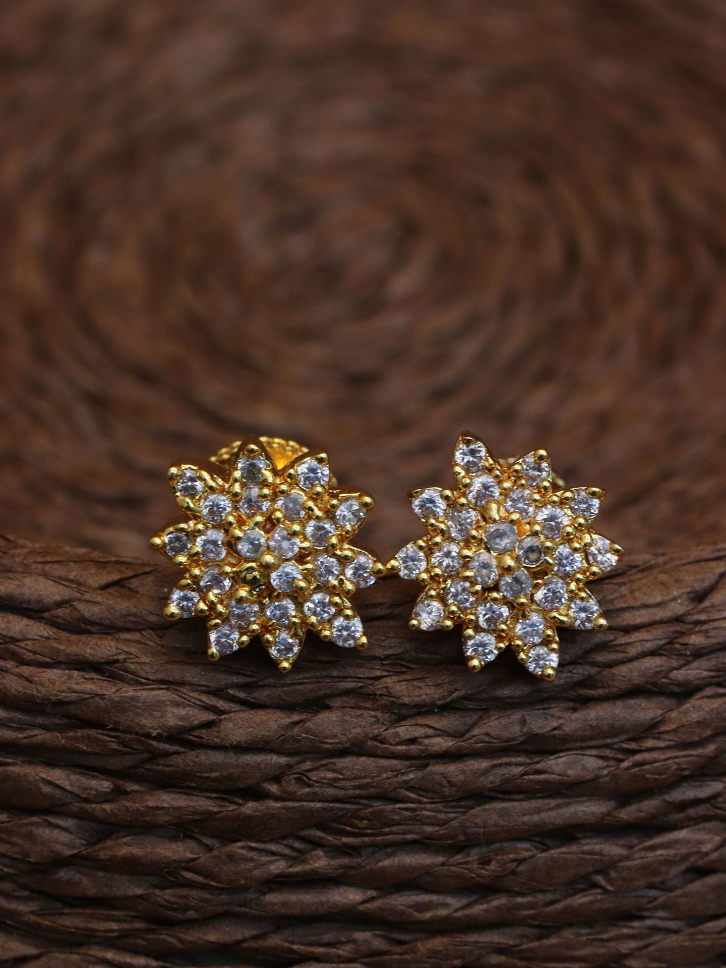 GOLD PLATED & WHITE AD STUDDED Earrings