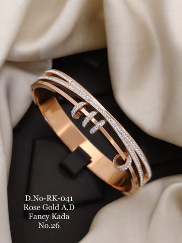 Graceful Design with Diamond Golden Color Kada Bracelet